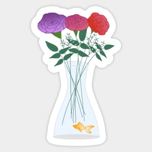 Flowers in a Vase with a Goldfish Sticker